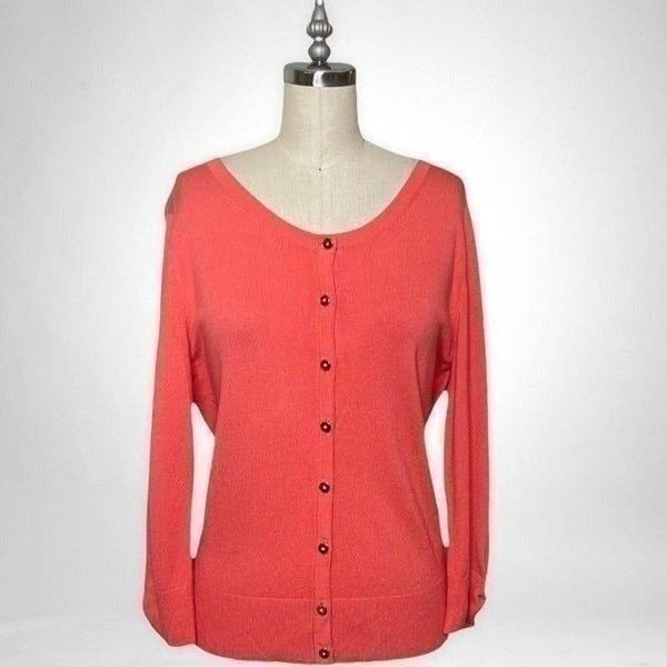 White House Black Market Coral Pink Sweater Cardigan Medium
