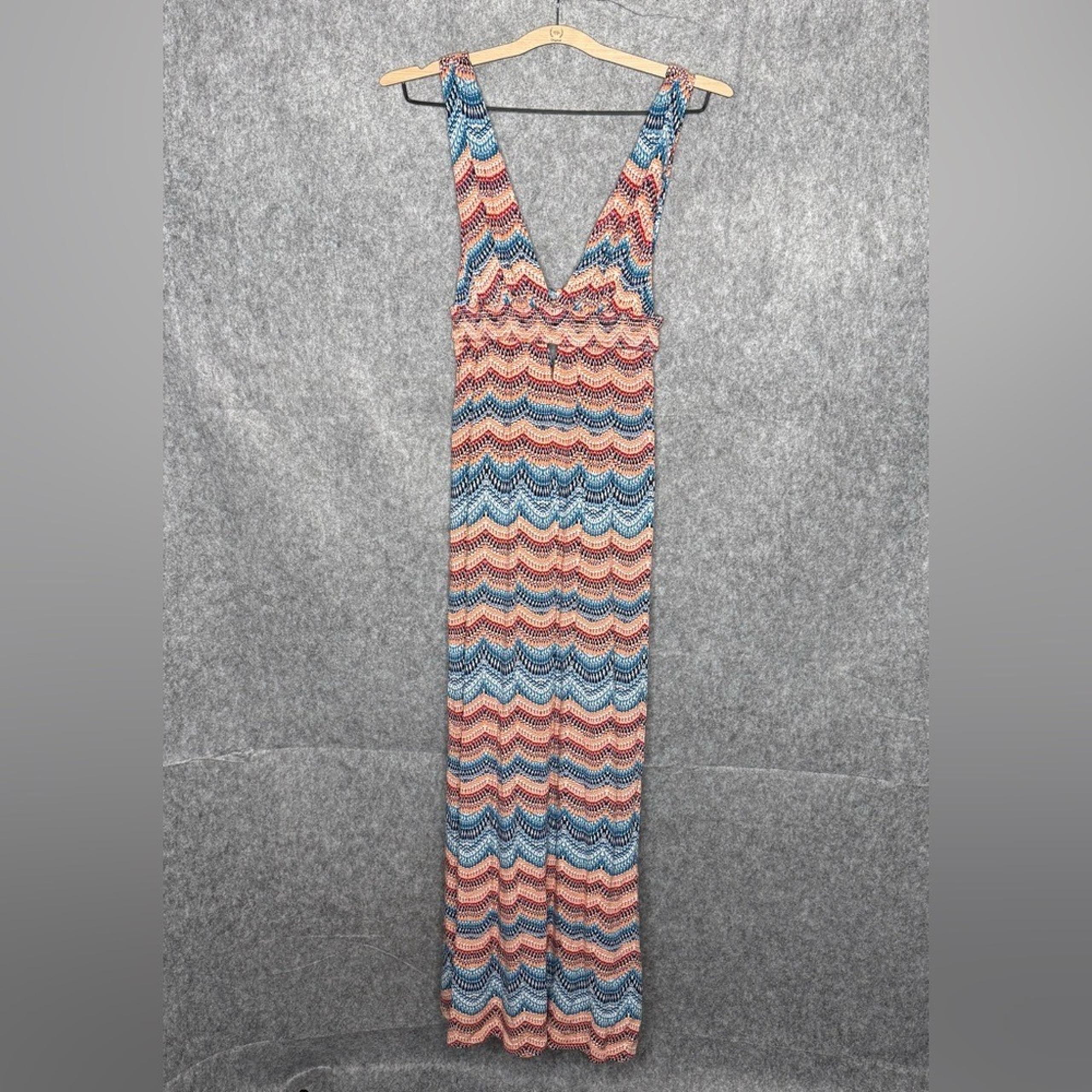 Forever 21 Multicolor Deep V-Neck Cut-Out Maxi Dress- Sz S