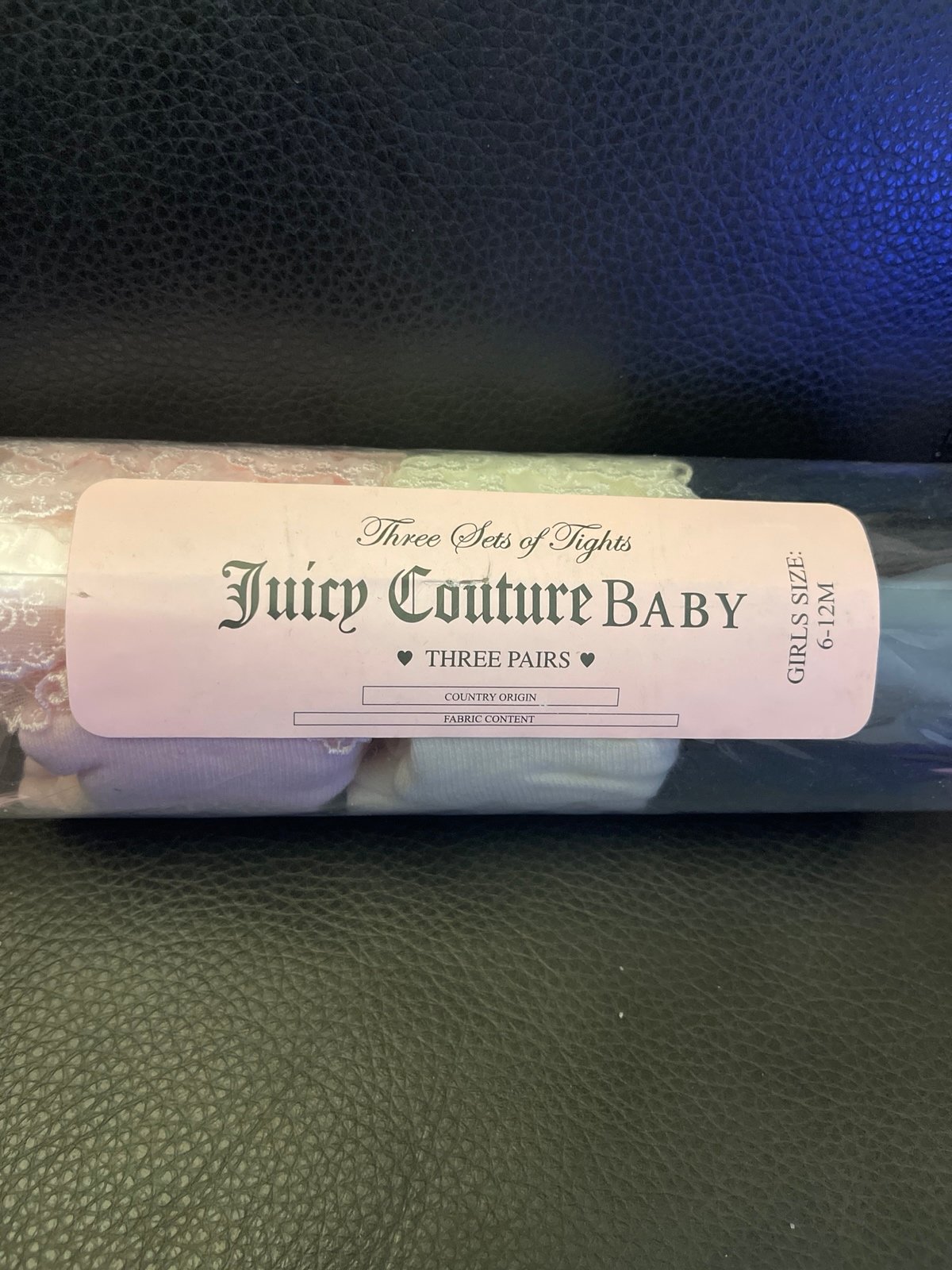 NWT Juicy Couture Baby Vintage Ruffled set of tights(3) size 6-12M
