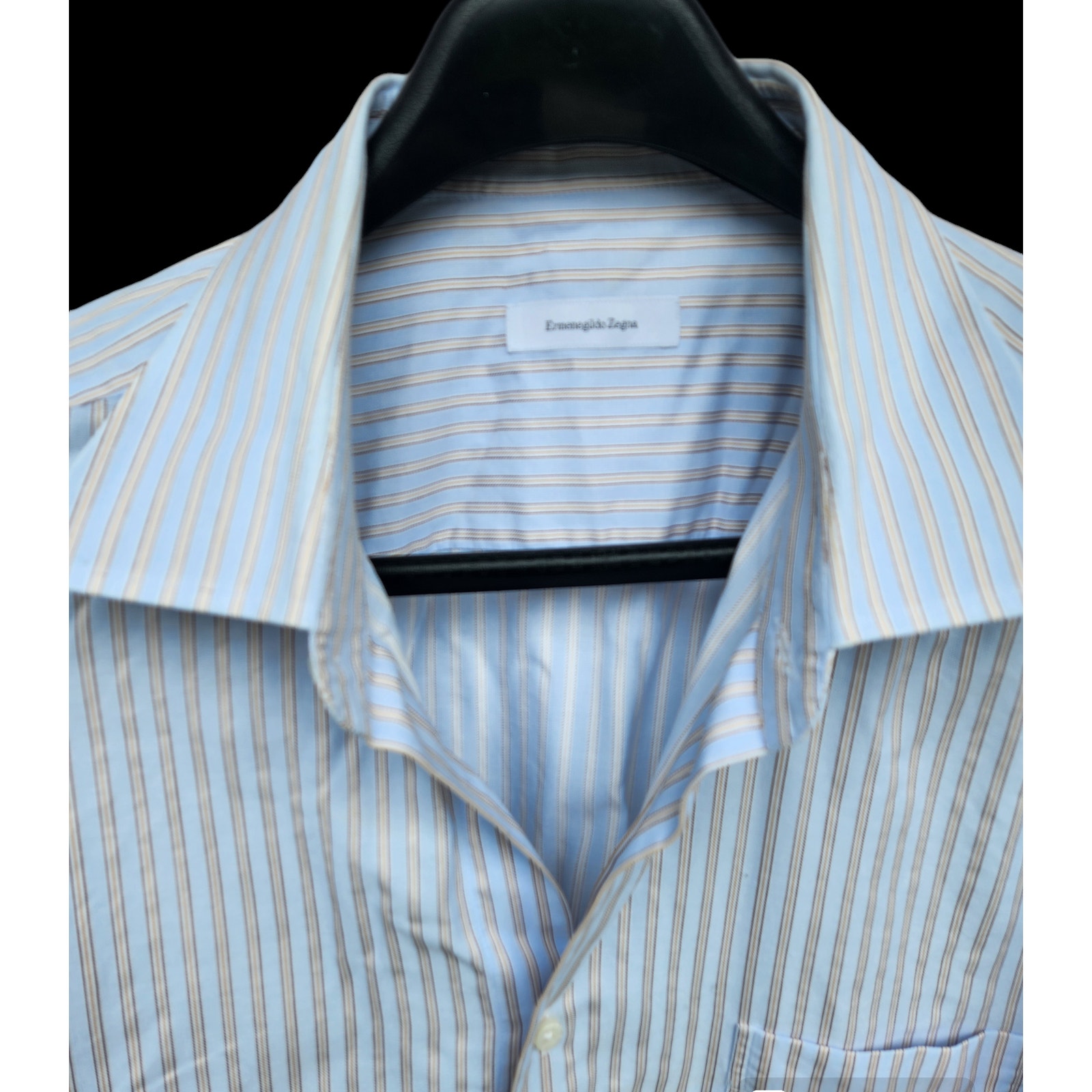 Ermenegildo Zegna Stripes Long-Sleeves Cotton Shirt 46/18