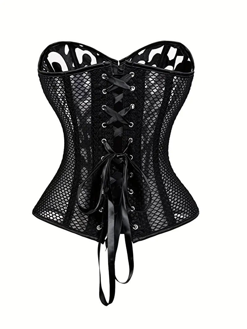 1 pc Set Vintage Fishnet & Patterned Corset, Body Shaper XL-SIZE 12