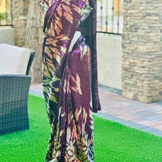 Purple sequin saree