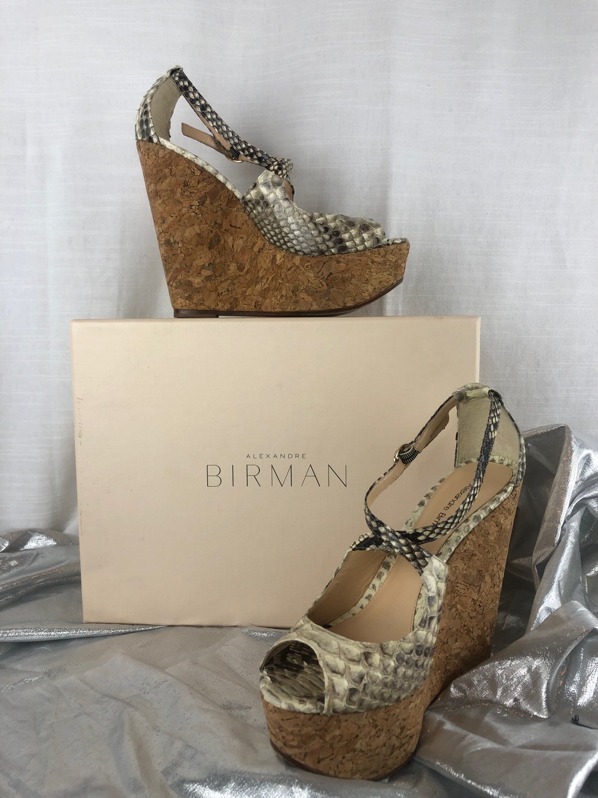Alexander Birman Snakeskin Wedge Shoes Size 7