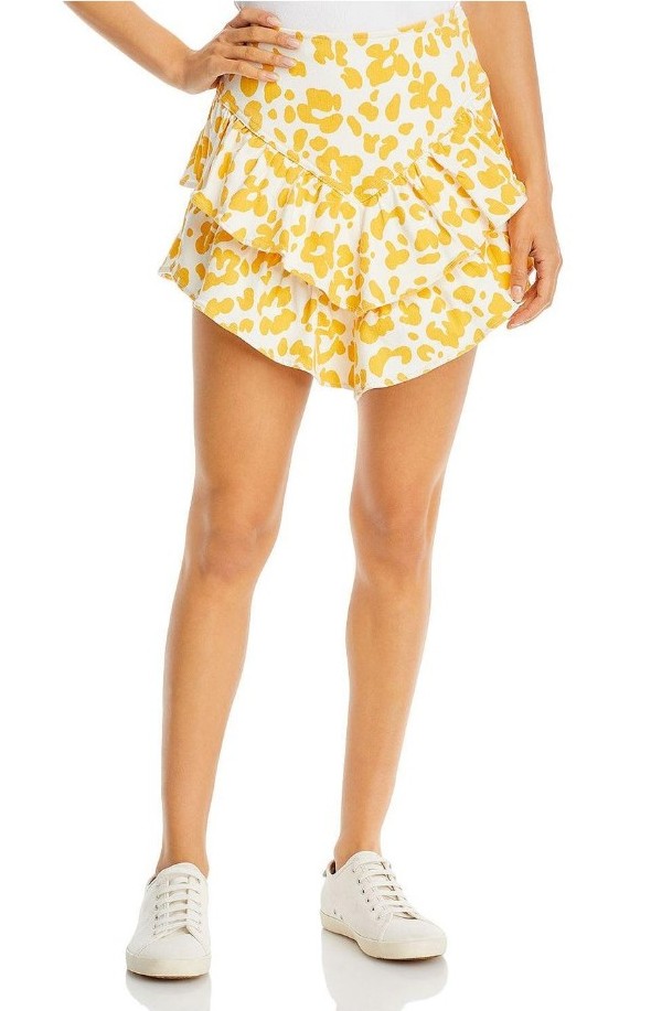 NWT Mother Yellow Ruffle Denim Skirt
