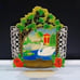 Swan Pond Vintage Wall Art Western Germany Die Cut 1950s Gift Calendar Topper