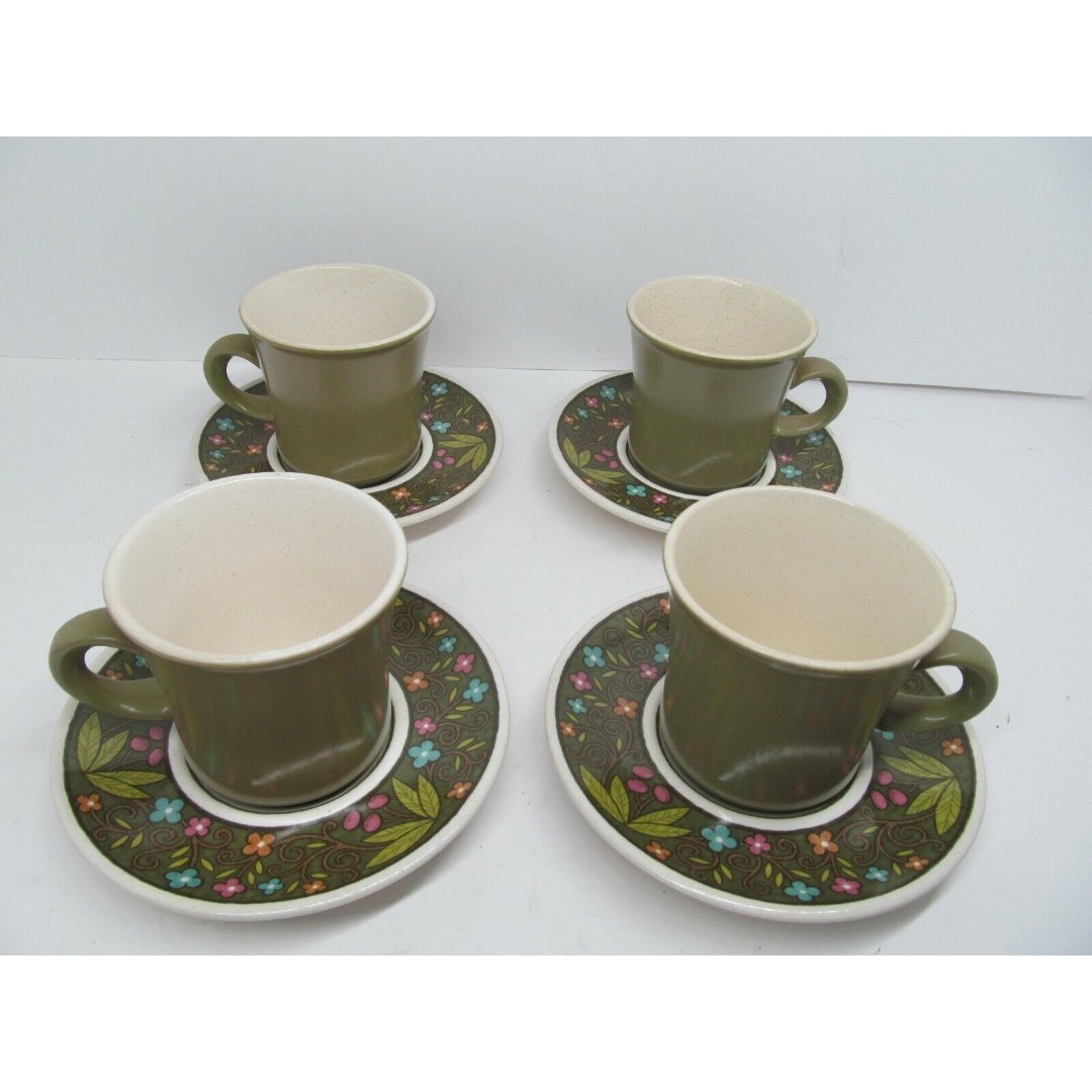Franciscan Fashion Manor Montego Set Of 4 Cups 4 Saucers And 1 Open Sugar Bowl