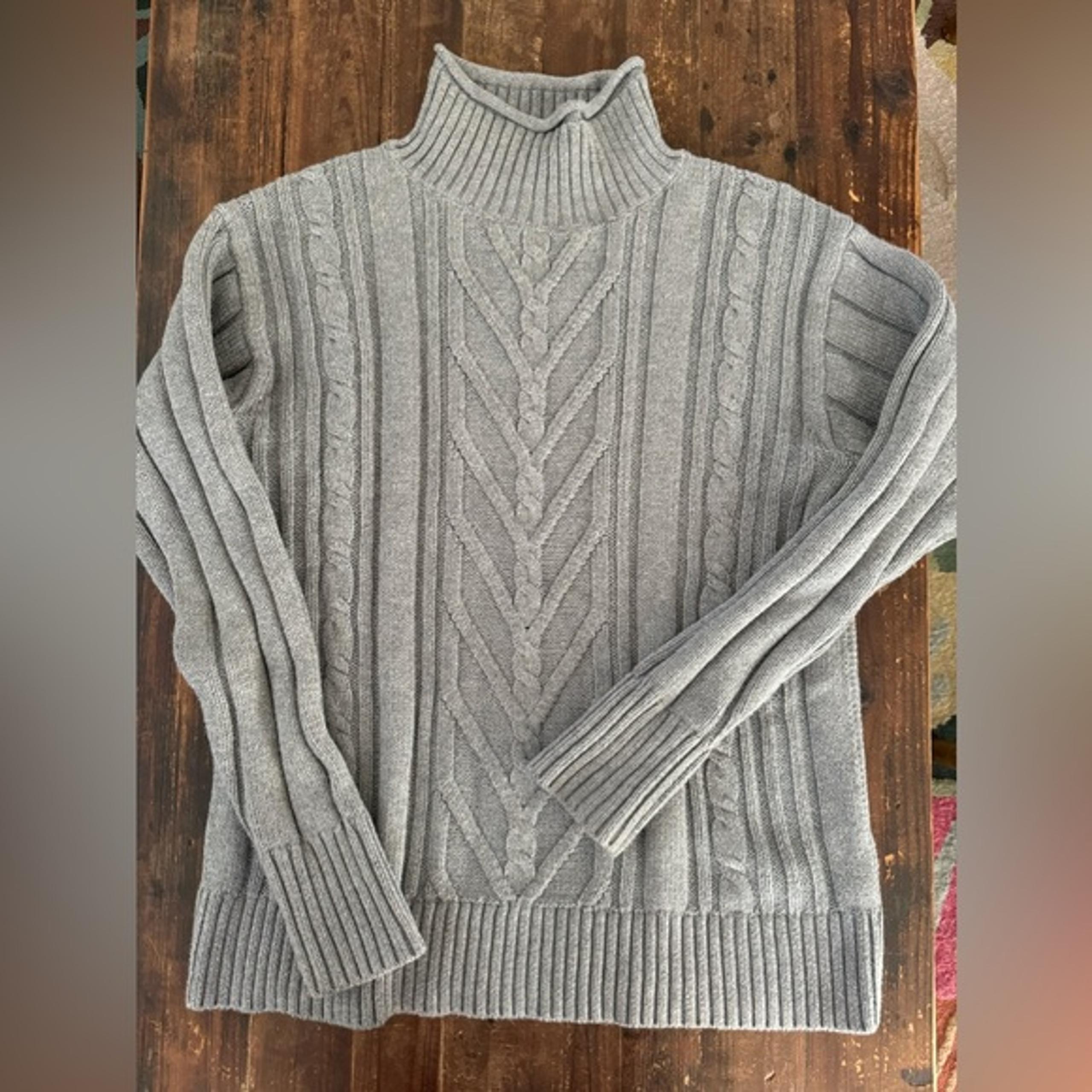 J.Crew roll-neck cable knit sweater in Gray