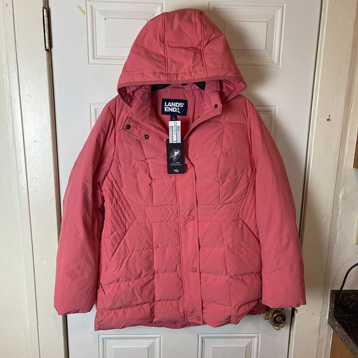 Lands End Pink Winter Coat Jacket Puffer Womens Size Large