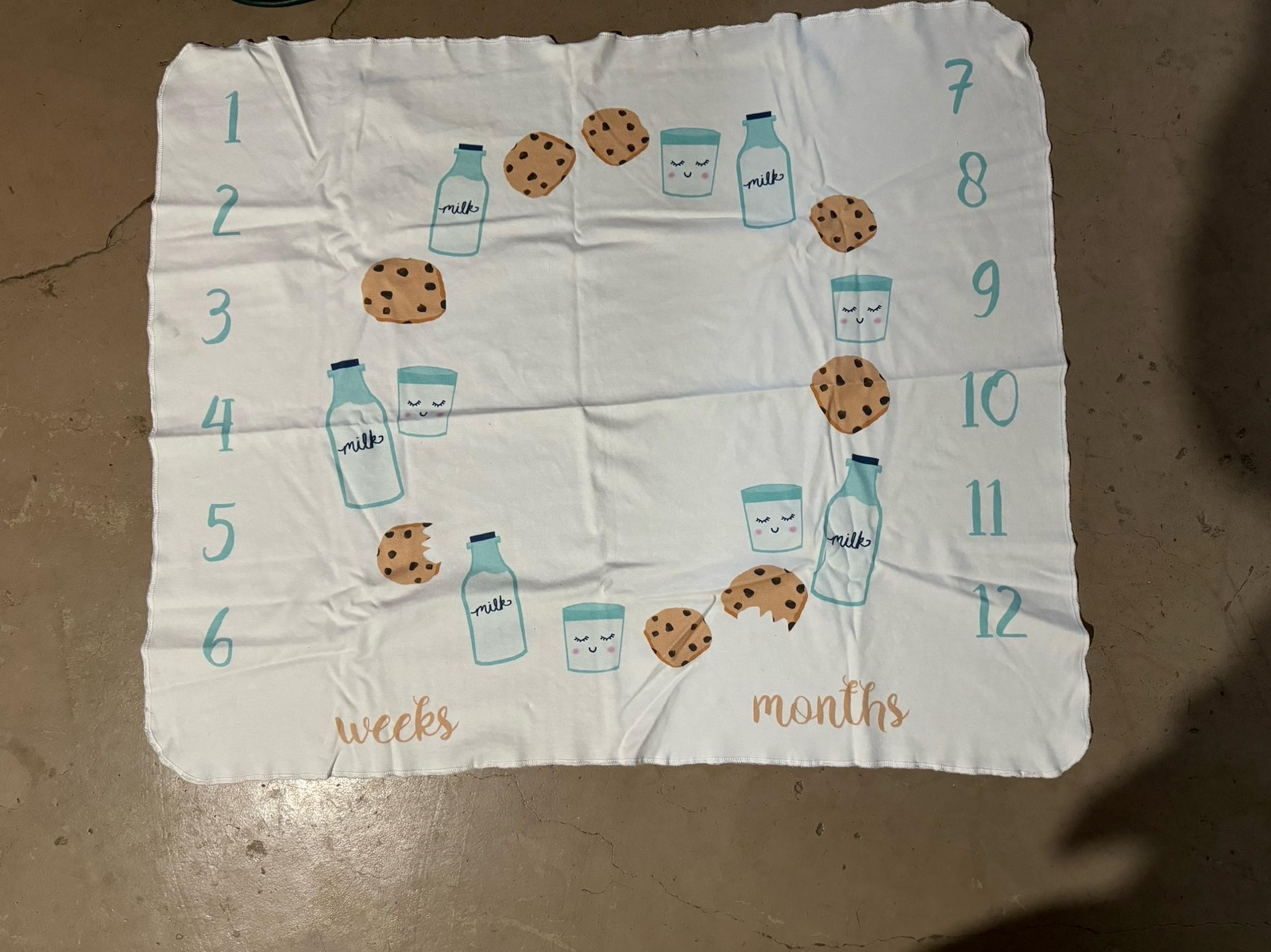 Baby milestone cookies and milk blanket