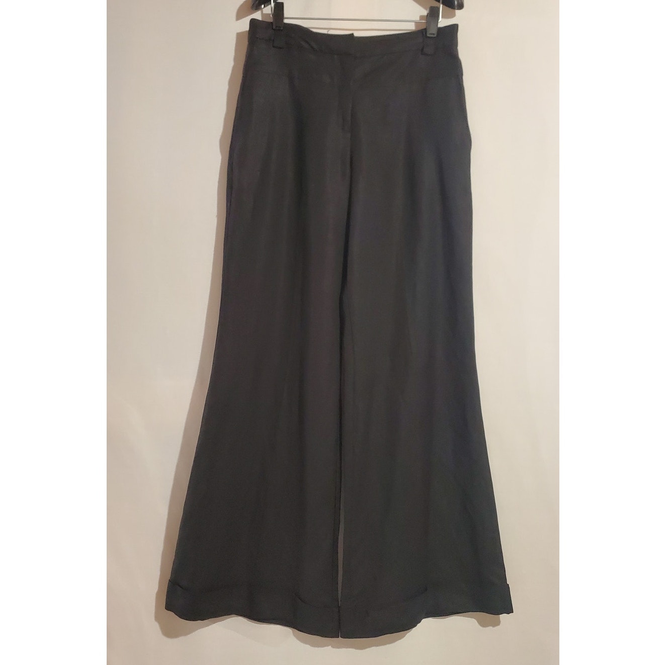 Hale Bob Los Angeles Wide Leg Linen Trousers Womens Size S Black Career Pants