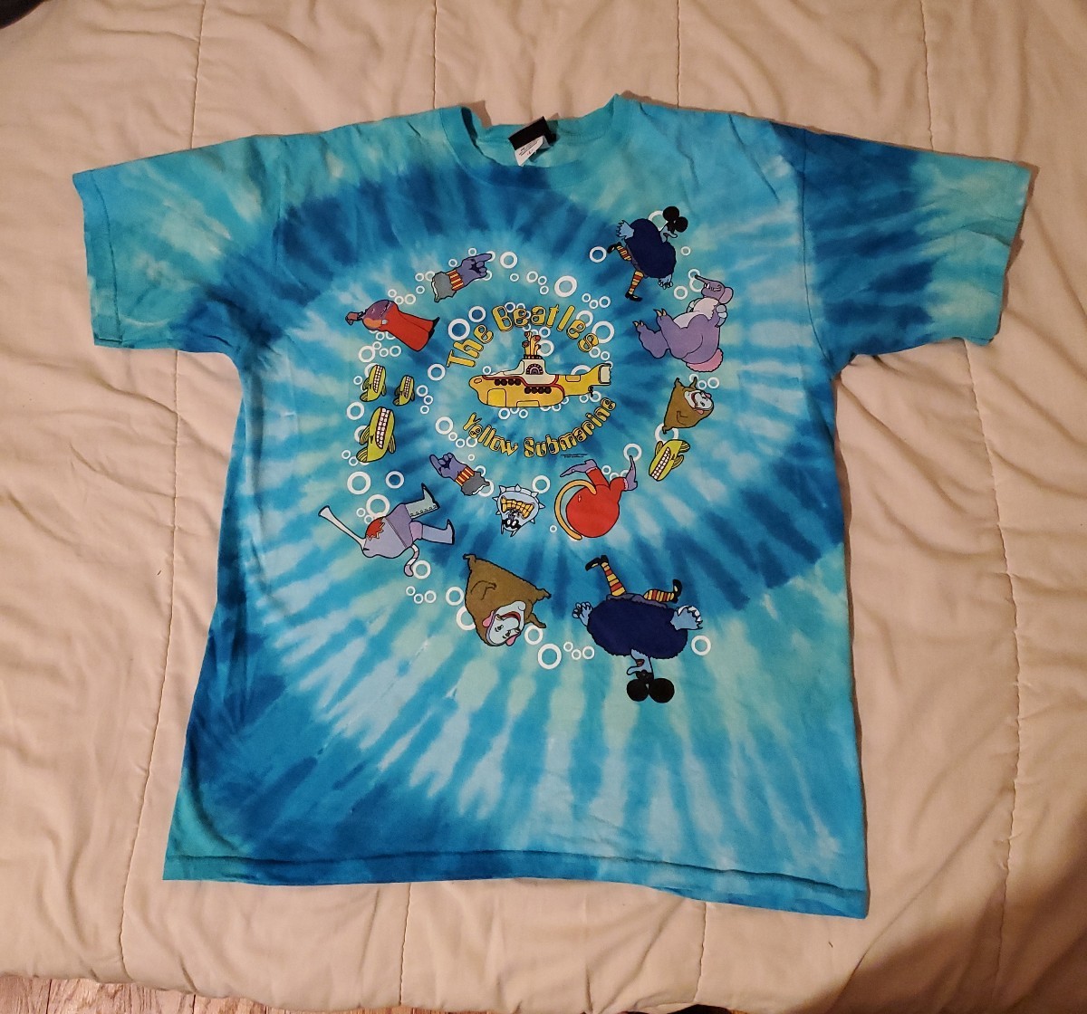 The Beatles 'Yellow Submarine' Tie Dye Band Tee (Size L)