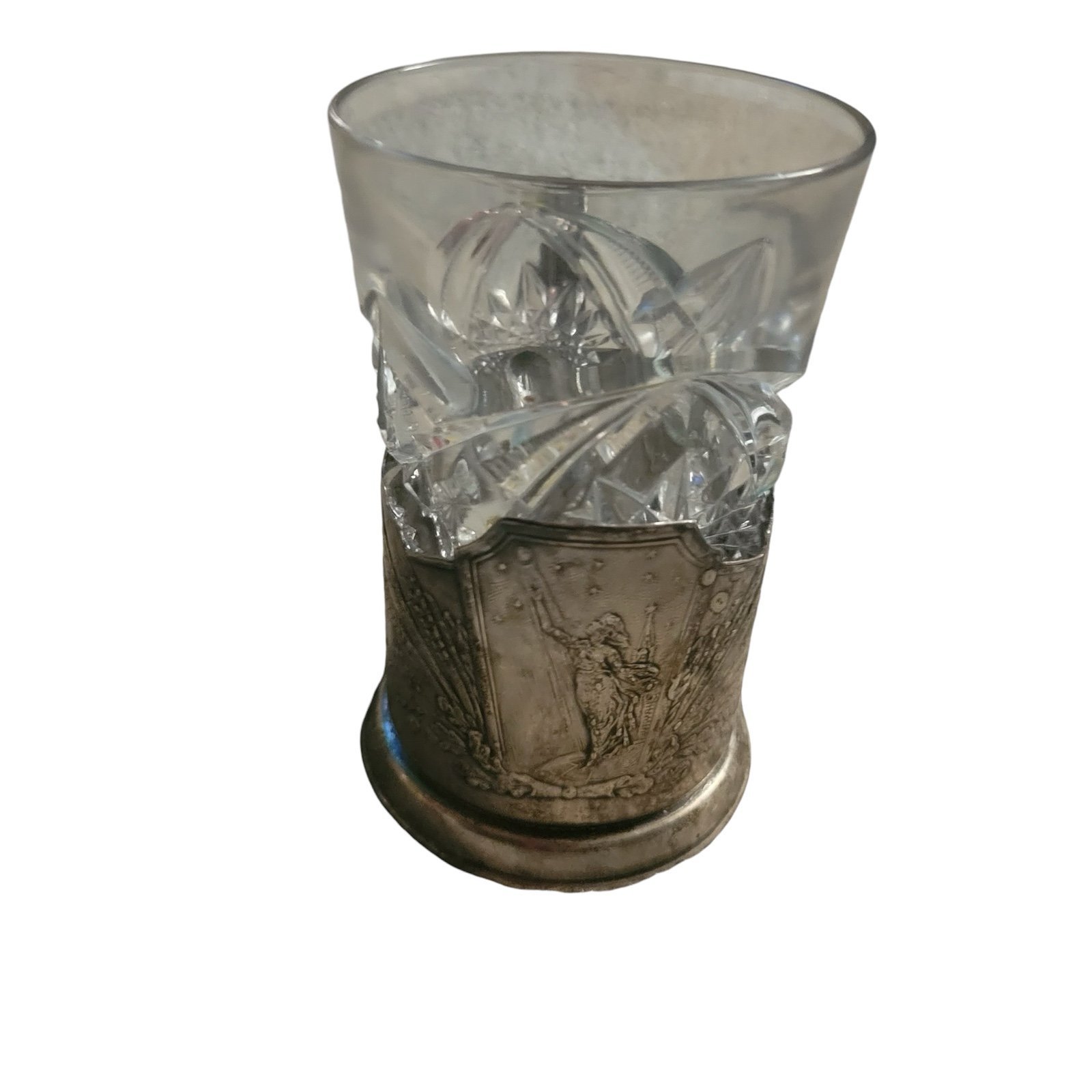 Vintage USSR tea glass holder with glasscup