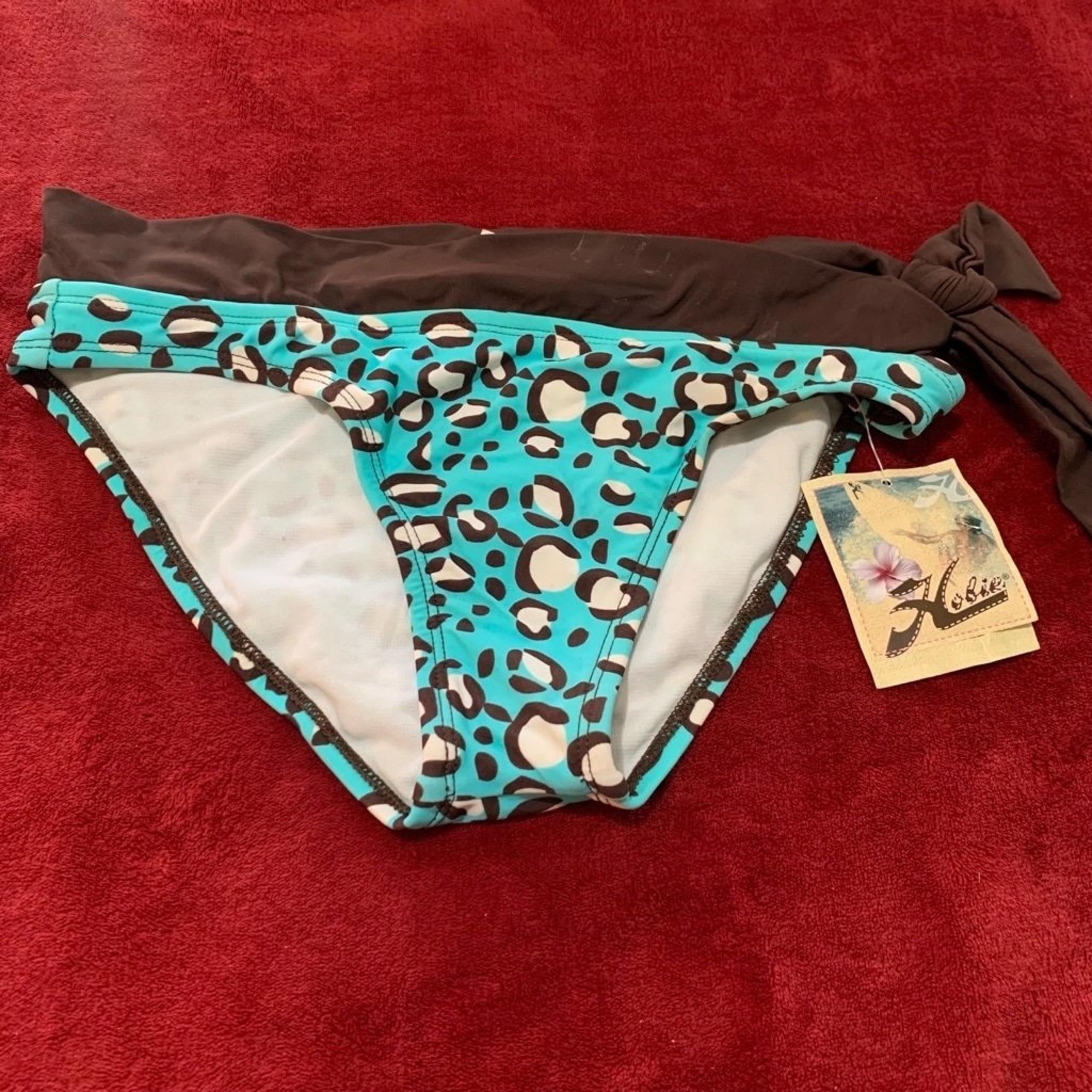 NEW! Women's Hobie Swimsuit Bottom small Blue Brown