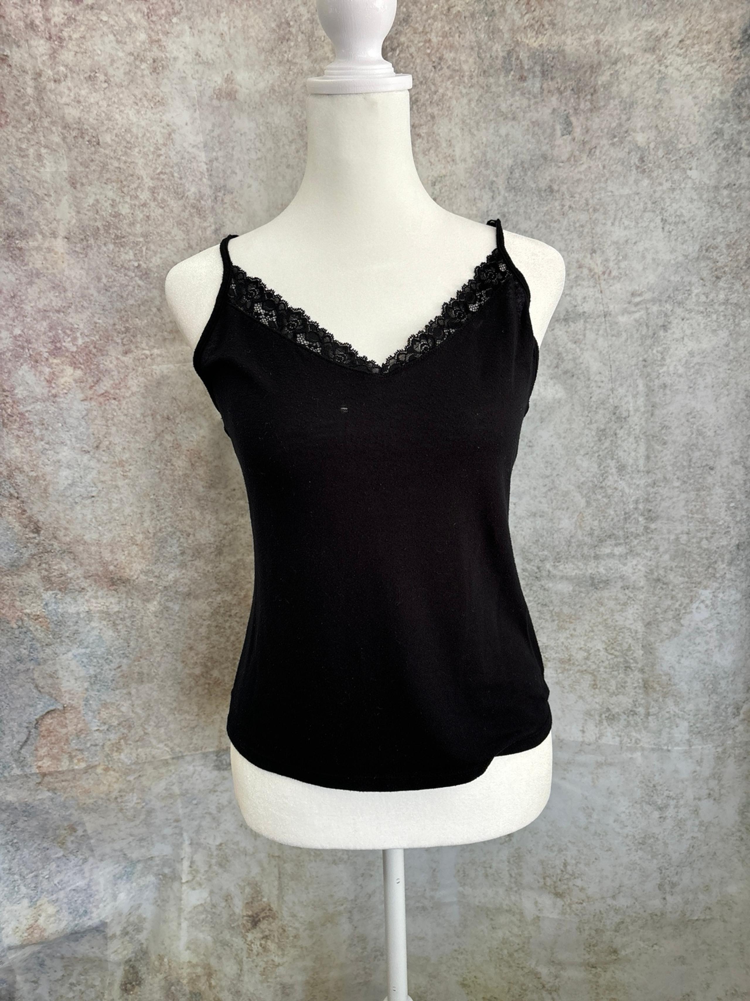 Lace Trim Black Camisole Tank Top Mudd Women's Size Med Casual Loungewear