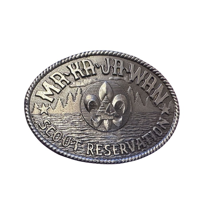 Vtg Belt Buckle Ma-Ka-Ja-Wan Scout Reservation USA Made 3.25 x 2.25