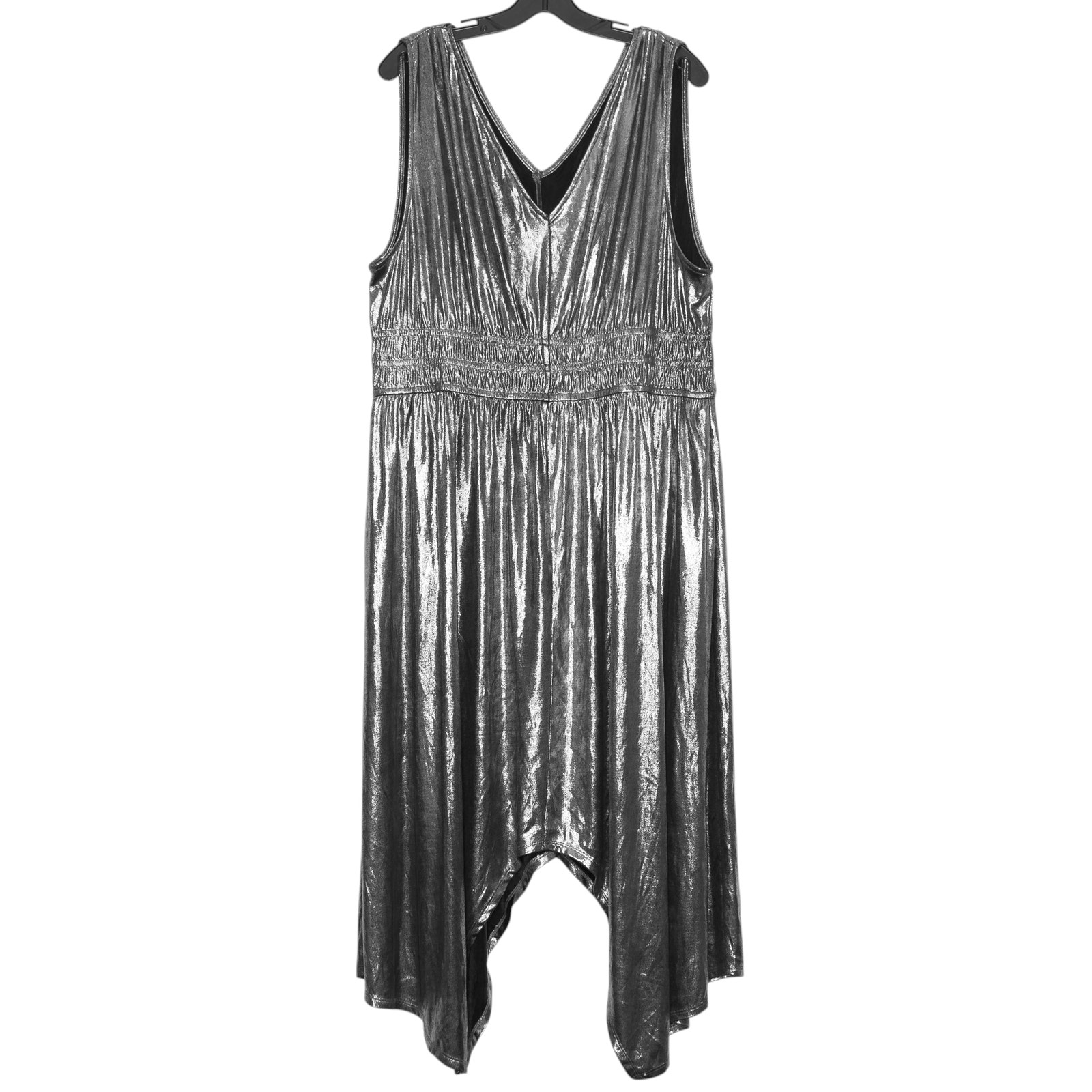 NEW Lane Bryant Dress Disco Glam Retro Celestial Asymmetrical Stretchy Silver 18