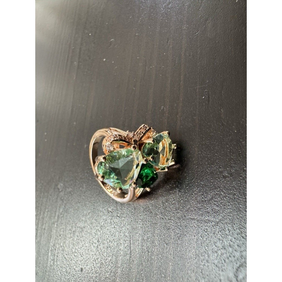 585 14K RG Rose Gold Stamped Emerald Lime Butterfly Size 7 Ring