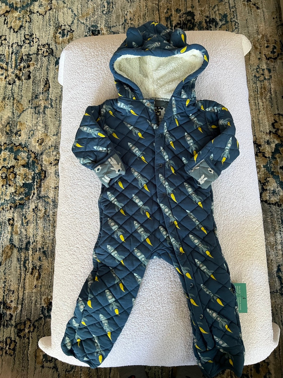 Kickee Pants Quilted Coverall Bunting Astronaut and Rockets 18-24 months