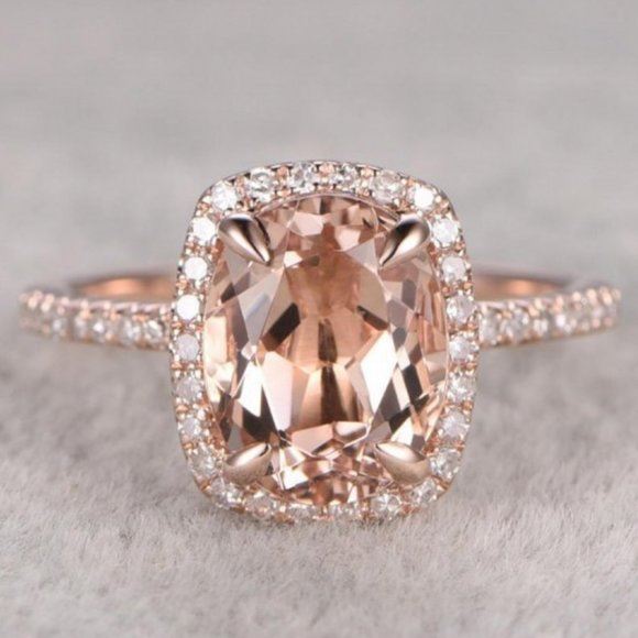NEW 18K Rose Gold Morganite Diamond Ring
