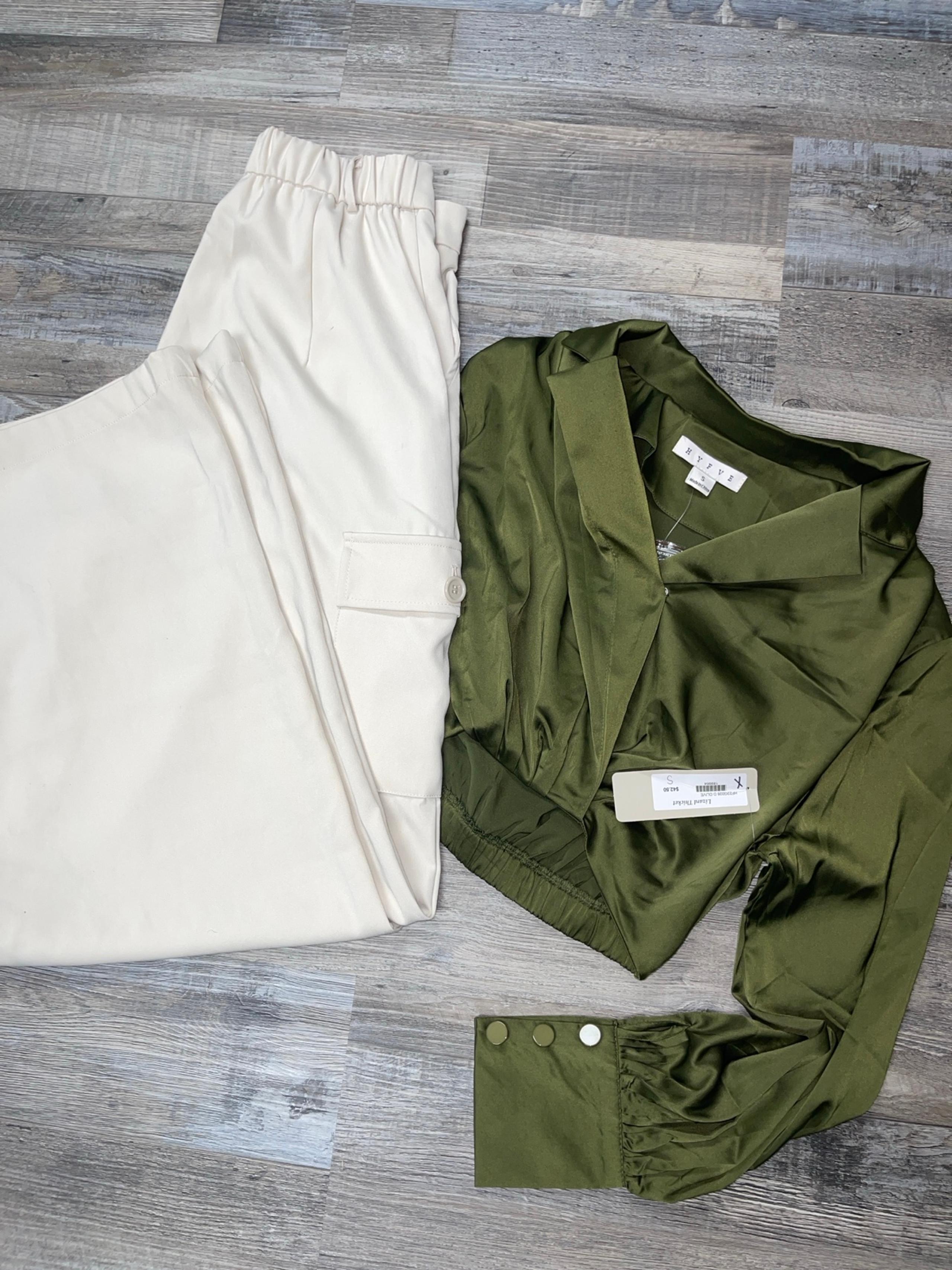 Lizard thicket green top wide leg  trouser pants s 4