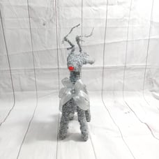 Vintage Christmas Handmade Aluminum? Wire? Rudolph the Red-nosed Reindeer