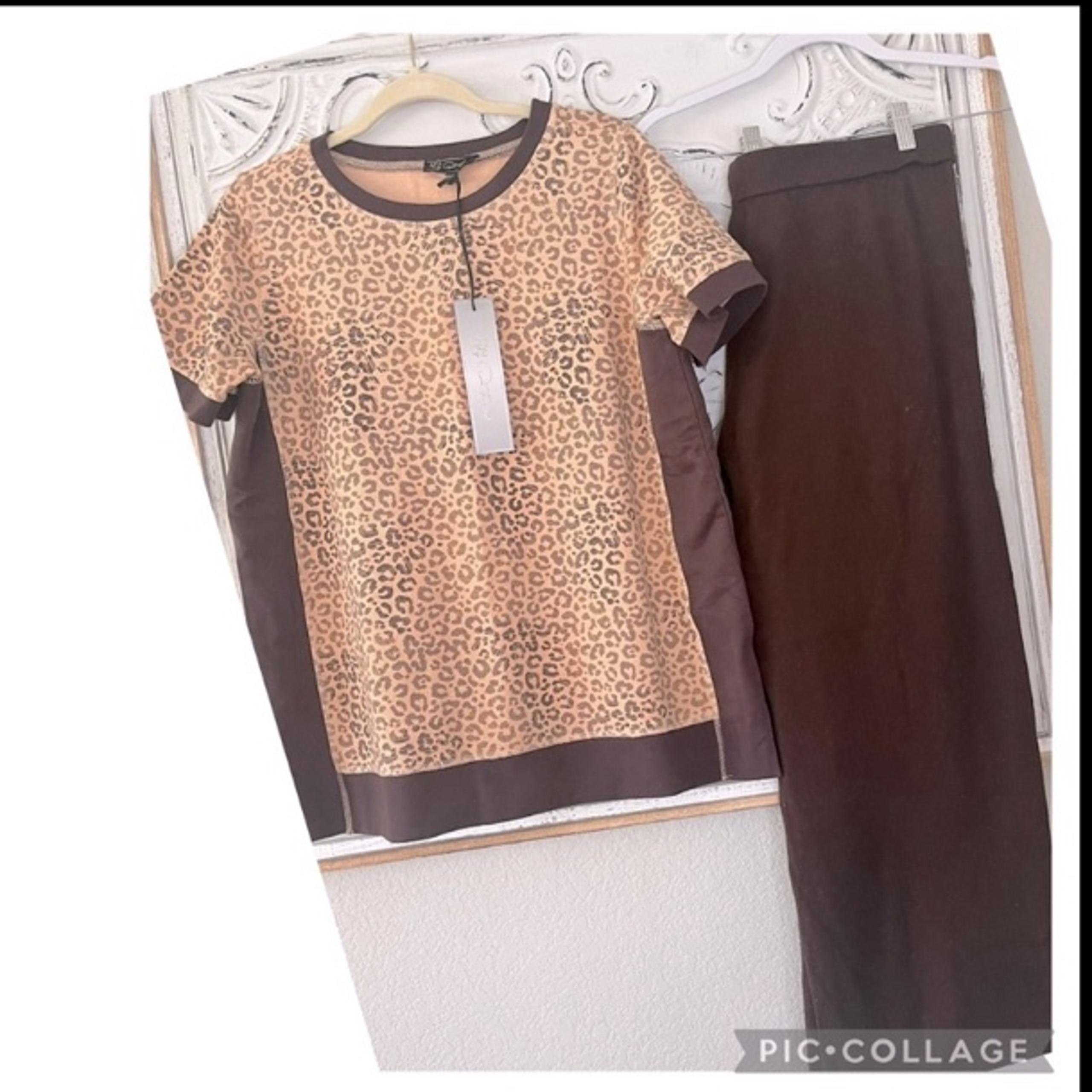 NEW $84 DG2 BY DIANE GILMAN DOWNTIME LEOPARD PRINT TERRY SWEATSHIRT