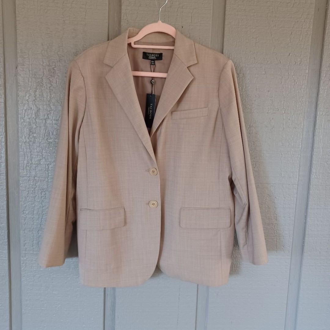 Talbots Wool Blend Blazer Size Petites 12WP Women Long Sleeve 2 Button