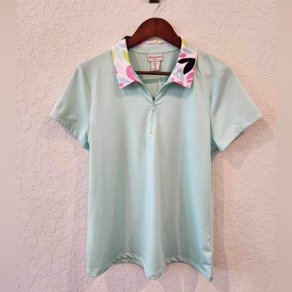 Tommy Bahama Women Active Golf Tropical Floral Collar Polo Size large
