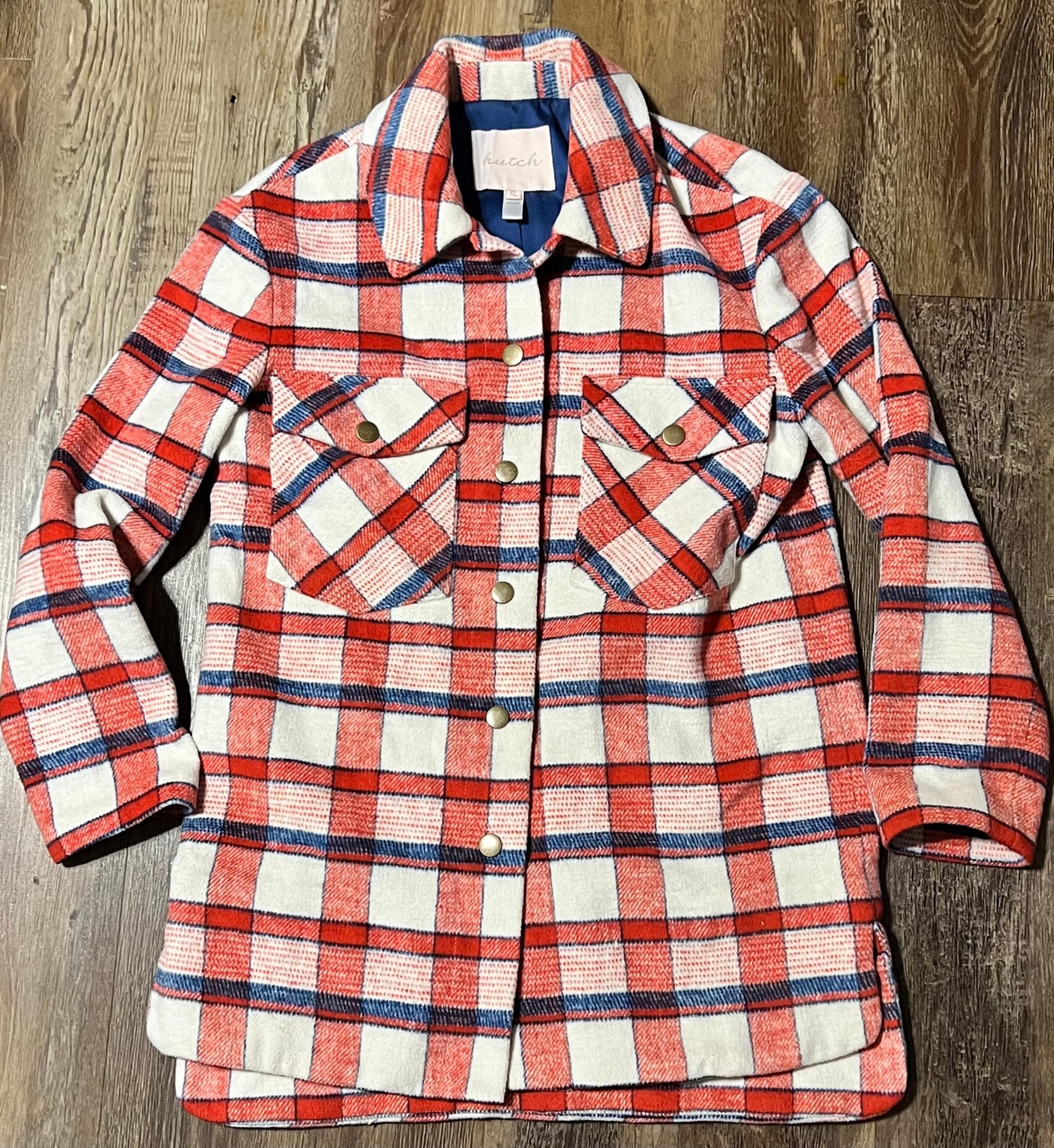 Anthropologie Hutch Donna Plaid Shirt Jacket size S Lined Soft Fleece Shacket