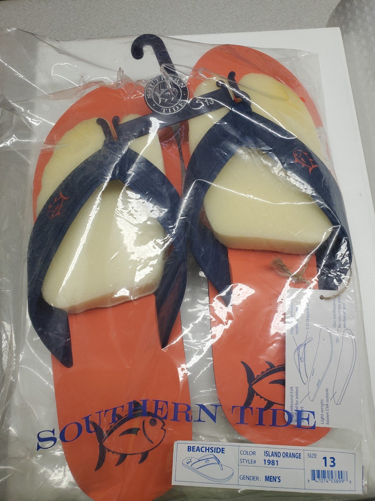 Brand new southern tide flip flops size 13