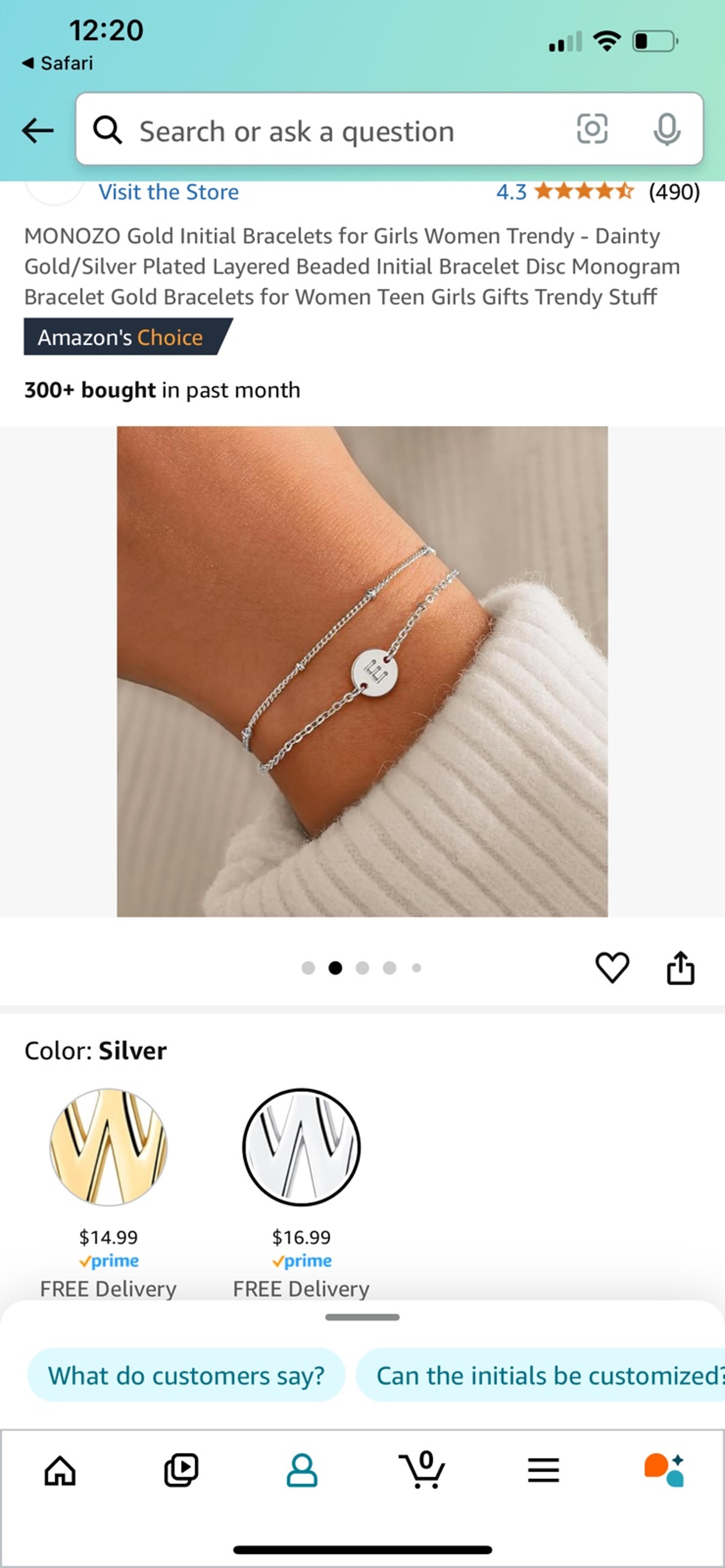 MONOZO silver Initial Bracelets