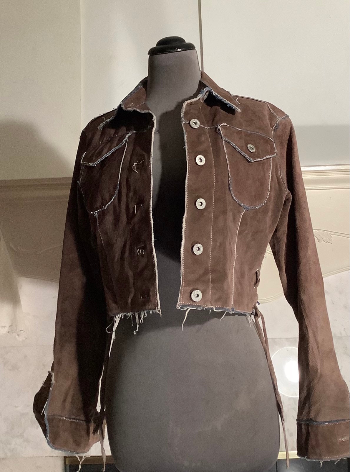 Vintage Suede and Denim Crop Jacket Size Small