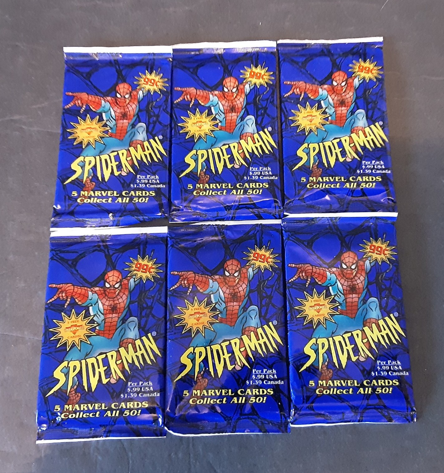 SPIDER-MAN TRADING CARDS UNOPENED 6 PACKS 1997 FLEER/SKYBOX