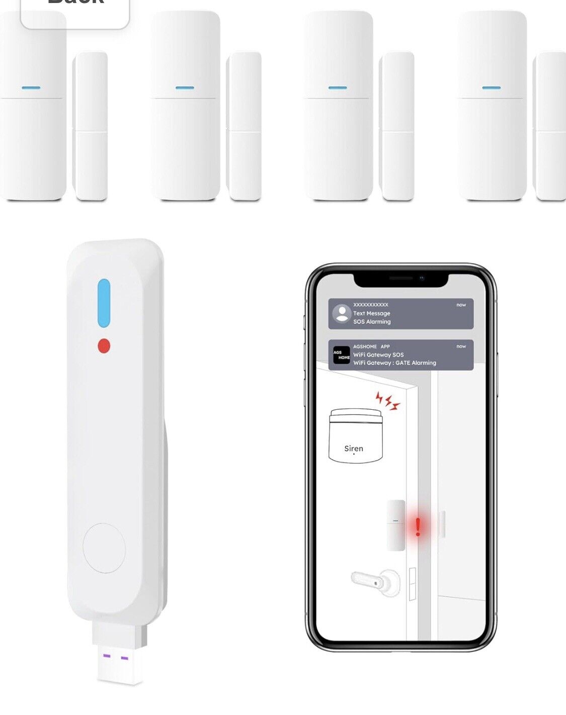5 Pack Alarm System for Home Security, Wireless Security with Wi-Fi.door Window