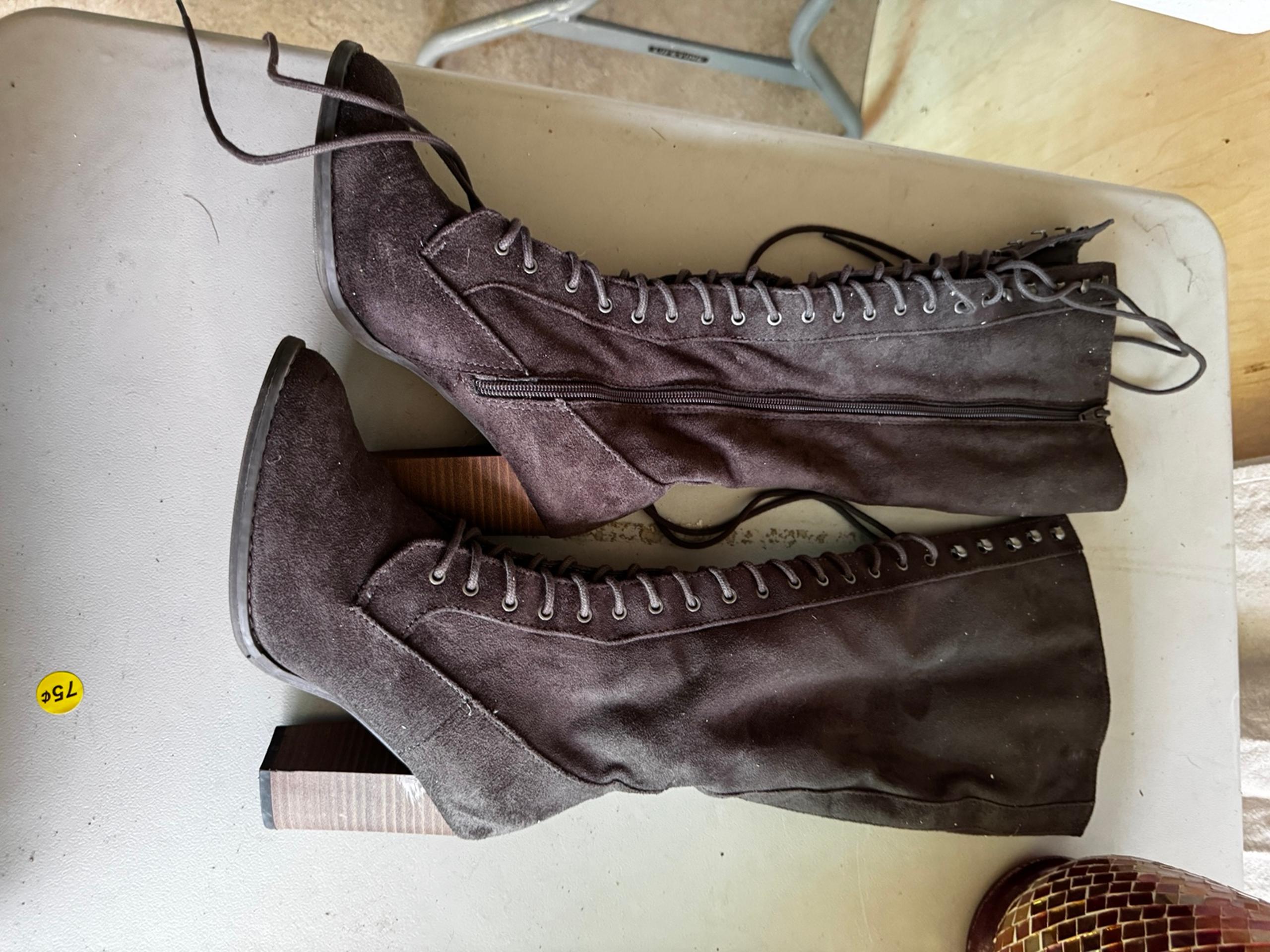 Target faux suede lace up block heel boots. 8
