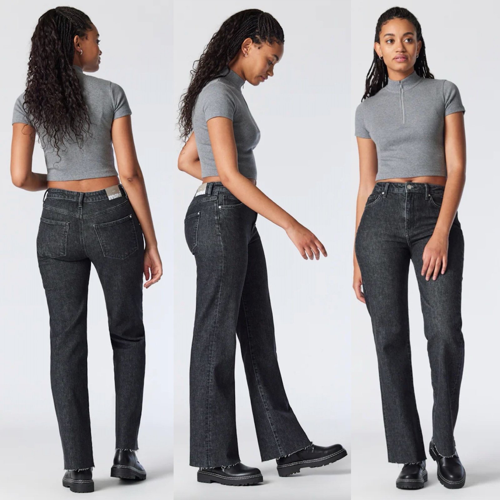 NWT MAVI Victoria Wide Leg High Rise Jeans Black Brushed Recycled Blue- Size: 27