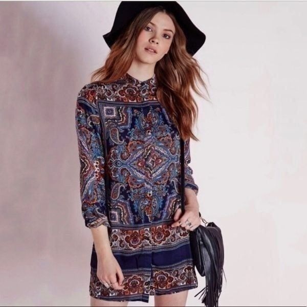 MISSGUIDED Paisly Boho Mini Dress