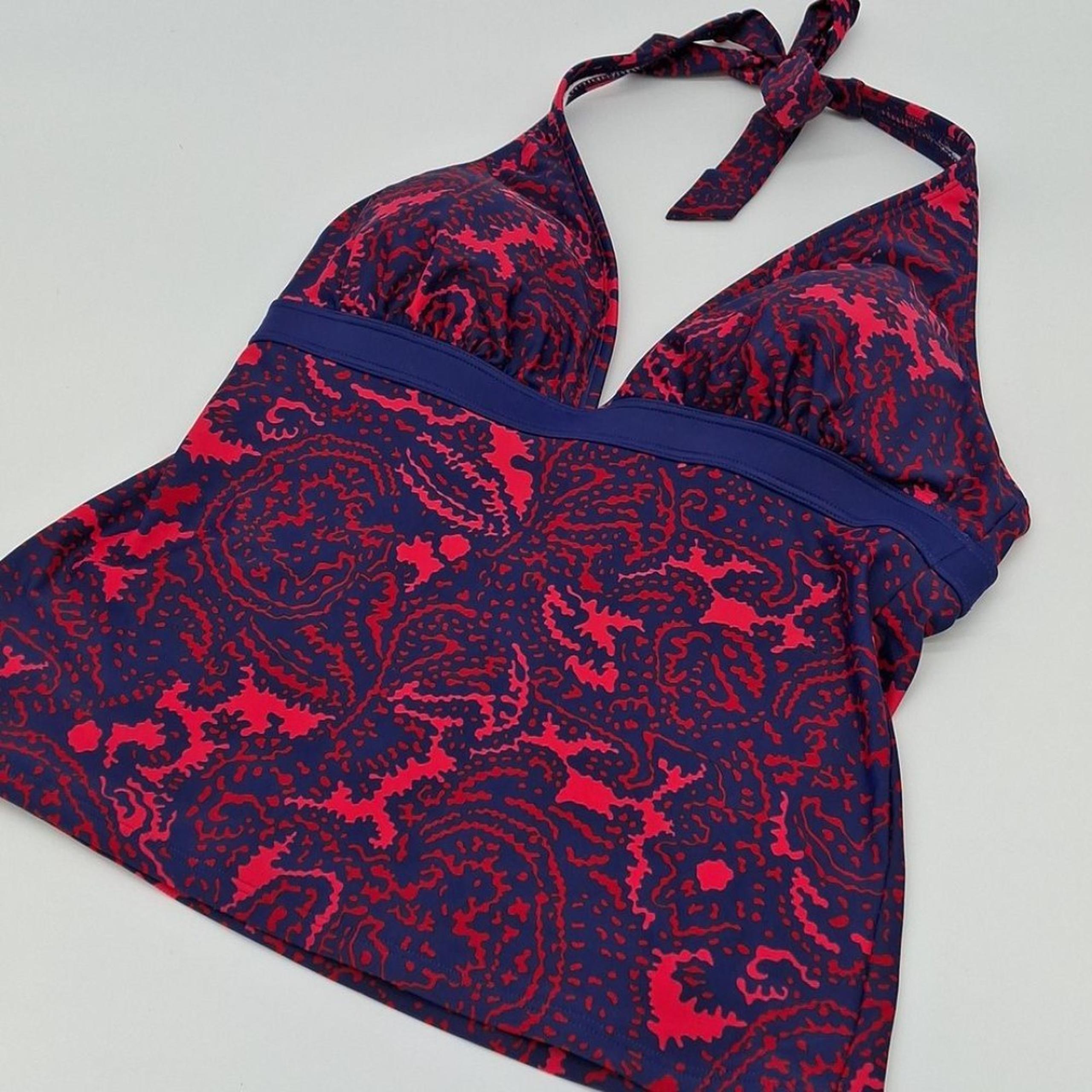 Boden Tankini Top Womens 8 Positano Coral Print Halter Swim Top Blue Pink US8