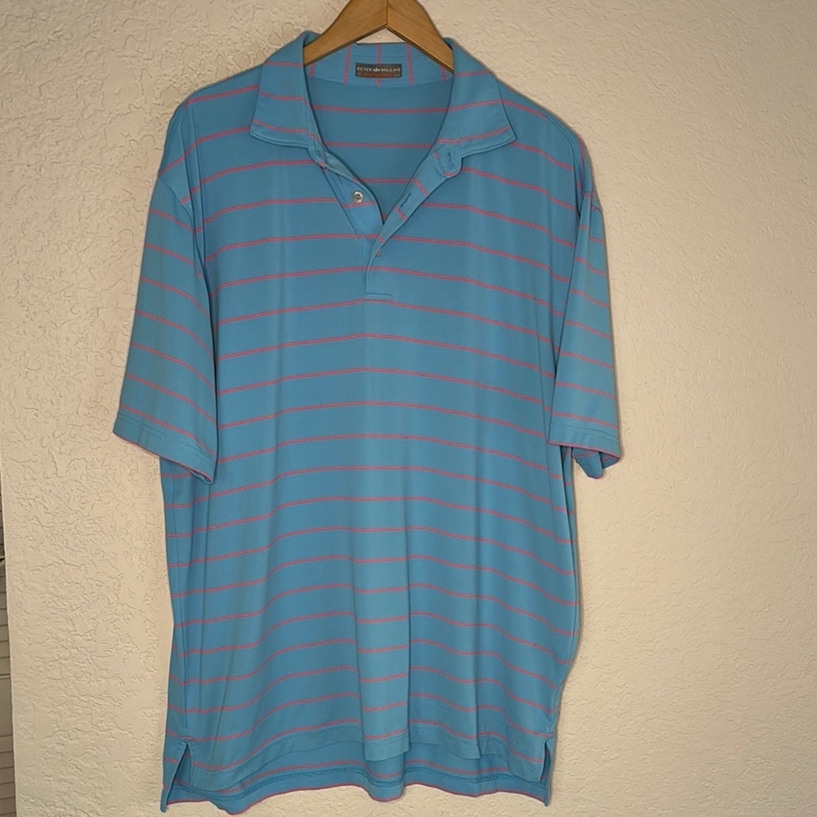 Peter Millar Summer Comfort Polo Shirt Men’s XL Blue Stripe Vacation Travel Golf