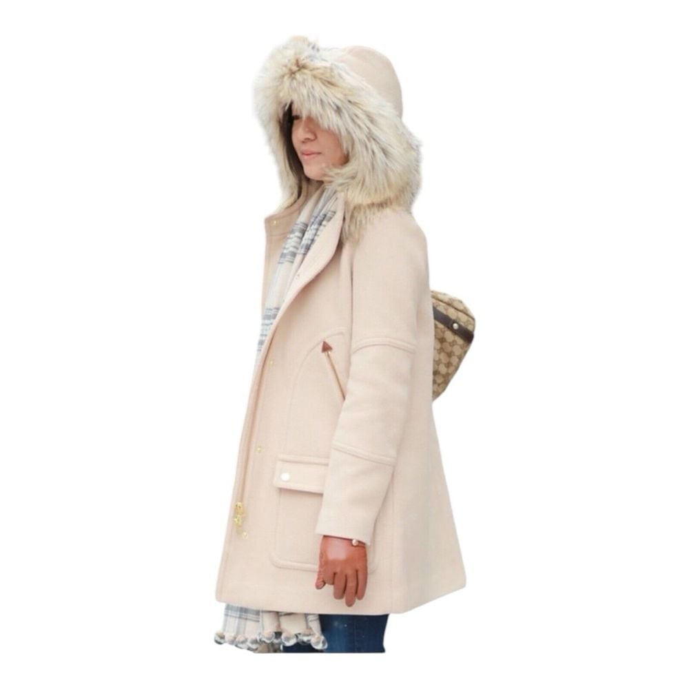 J. Crew Chateau Parka Italian Stadium Cloth Wool Coat Hooded Size 2T Tall Beige