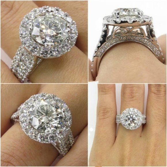 NEW Stamped 925 Silver/18K Diamond Ring