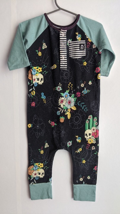 Floral Skull henley rag 2t
