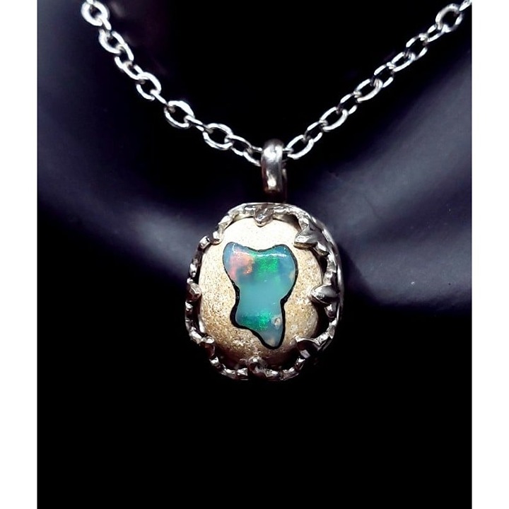 Jelly Opal Crystal Necklace Sterling Silver Handmade Statement Necklace
