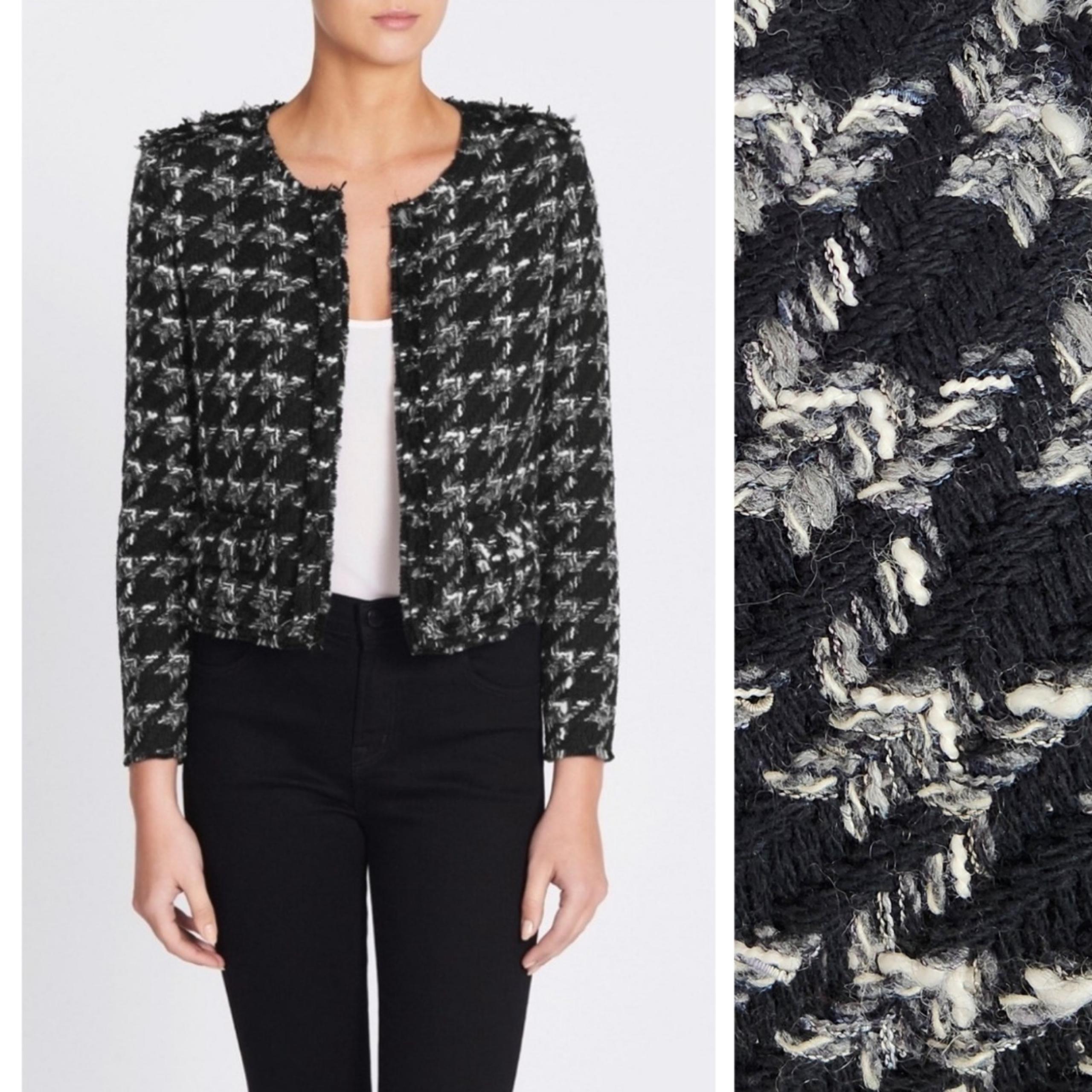 IRO Hope Black & White Houndstooth Tweed Blazer Jacket