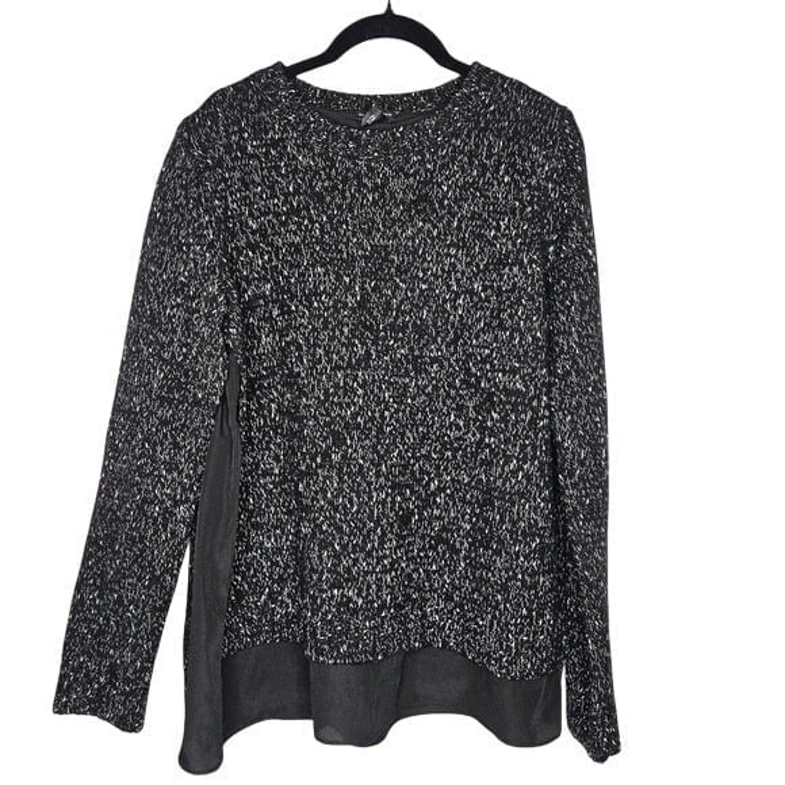 Club Monaco Kaelane Mixed Media Layered Side Slit Knit Pullover Sweater Size L