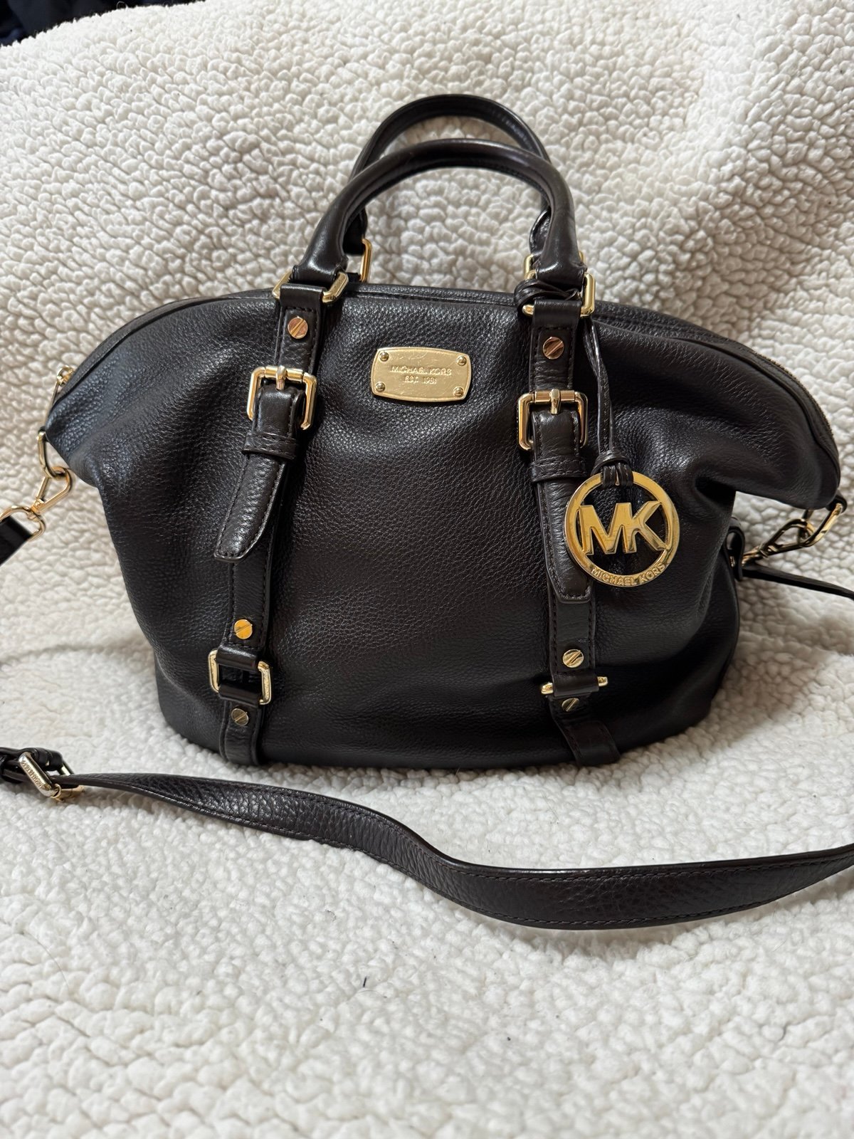 Vintage Michael Kors Bedford Belted Medium Leather Satchel/shoulder Bag