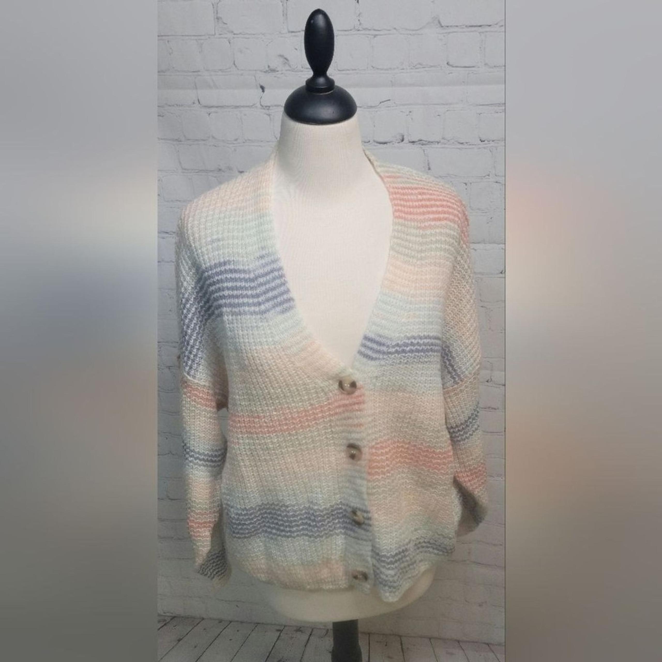 American Rag Cie Egert Combo Short Sweater Cardigan Sz Lg NWT Button Front BOHO