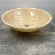 Cream Jade Stone Vessel Round Modern Bathroom Sink