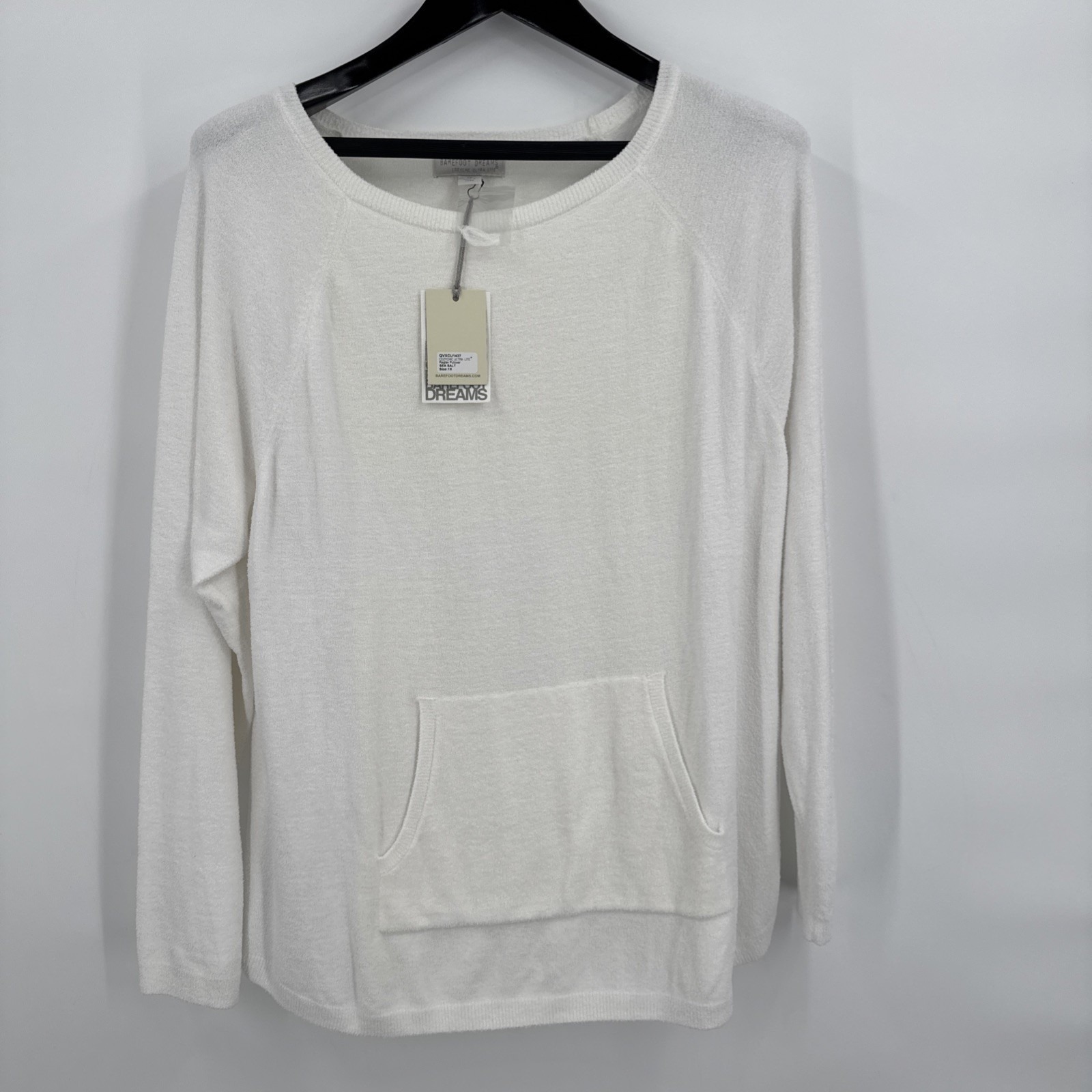 Barefoot Dreams CozyChic Ultra Lite Pullover Front Pocket Sz 1X White New