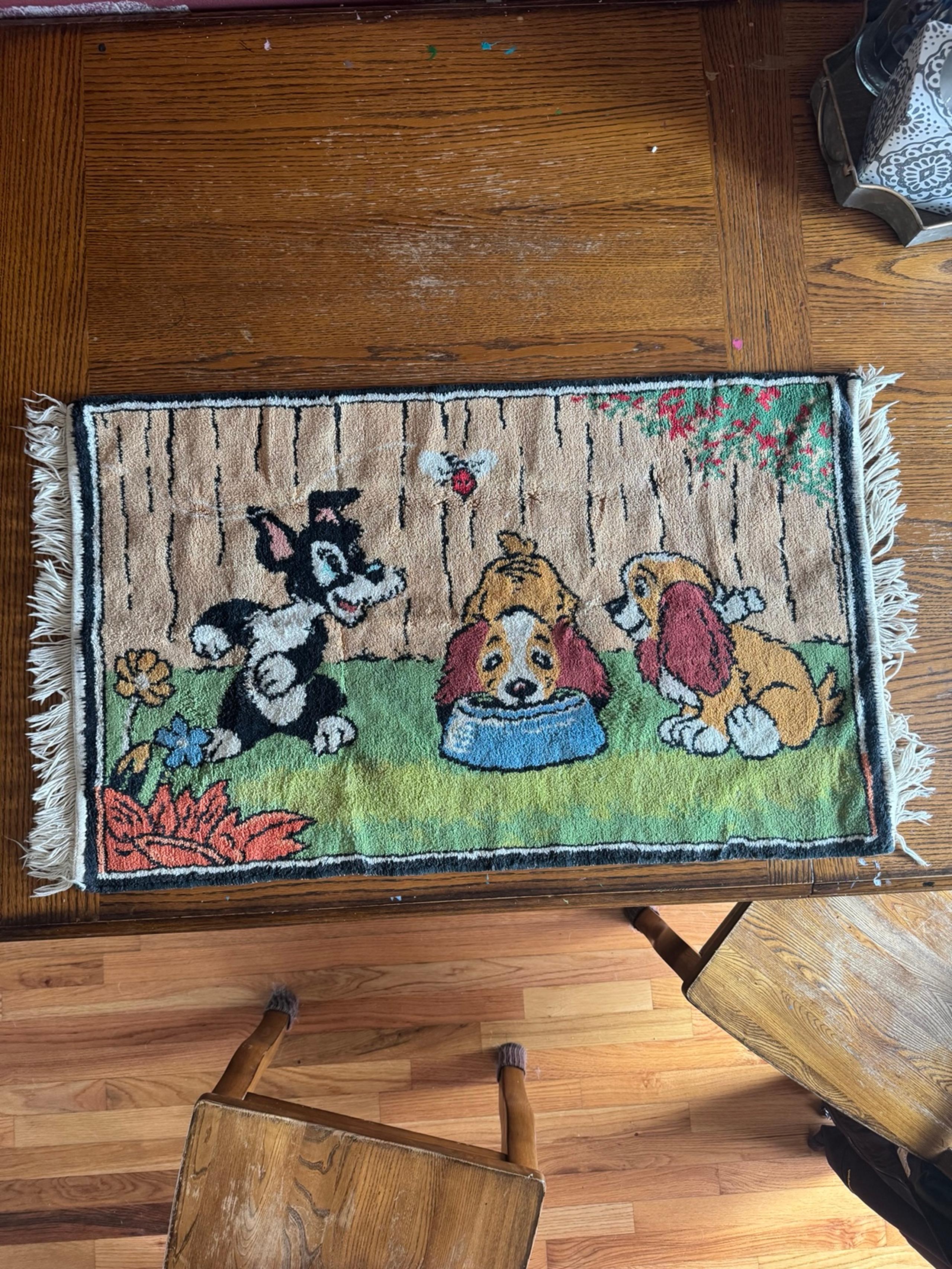 Vintage Disney Lady and the Tramp puppies rug